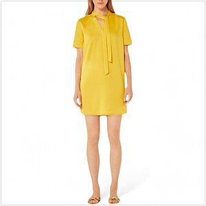 BCBGMaxAzria BCBG Ceylon Yellow Sash Tie Neck Bow Shift Mini Dress NWT NEW S